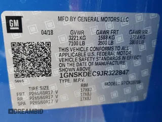2018 Chevrolet Tahoe Commercial z VIN 1GNSKDEC9JR322847, wystawiony jako Copart lot #47268995 z przebiegiem 96 496 mil mil oraz Czysty tytuł • Clean title. Historia ofert i sprzedaży dostępna na DreamBid. Obrazek 13.