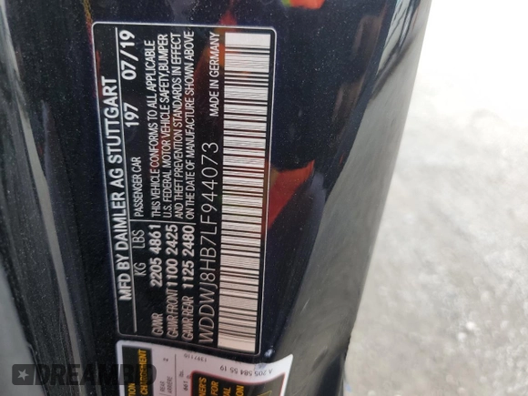 2020 Mercedes-Benz C 63 S AMG z VIN WDDWJ8HB7LF944073, wystawiony jako Copart lot #78708394 z przebiegiem 44 495 mil mil oraz Szkoda całkowita • Salvage title. Historia ofert i sprzedaży dostępna na DreamBid. Obrazek 12.
