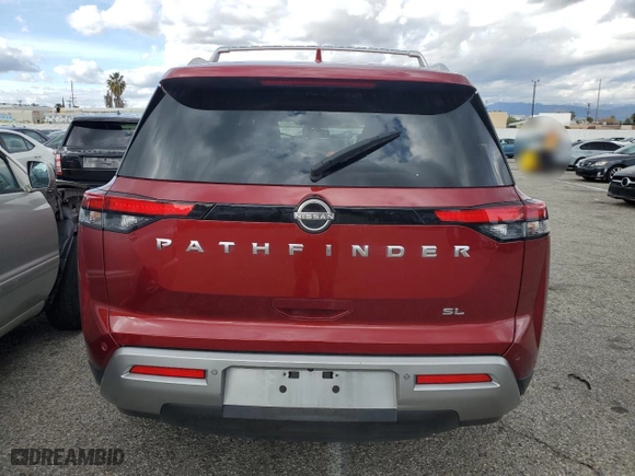 2022 Nissan Pathfinder SL with VIN 5N1DR3CB6NC235624, listed as a Copart auction lot 43662183 with 0 mi miles and Salvage Title. Bid and sale history available at carsss.com. Image 6.