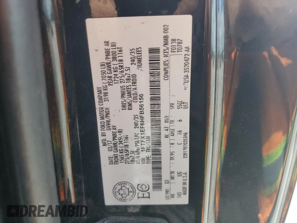 2017 Ford F-150 XL с VIN 1FTFX1EF6HFB56156, выставлен на аукционе Copart как лот 56691925 с пробегом 118 491 миль миль и Списание • Salvage title. История ставок и продаж доступна на DreamBid. Изображение 13.