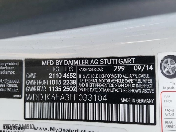 2015 Mercedes-Benz SL with VIN WDDJK6FA3FF033104, listed as a Copart auction lot 71310624 with NaN miles and Salvage Title. Bid and sale history available at carsss.com. Image 12.