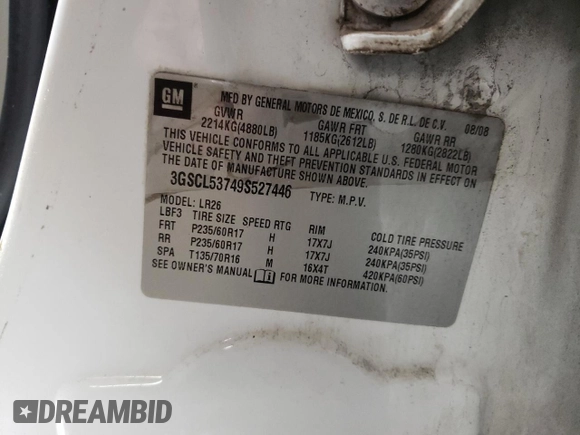 2009 Saturn VUE XR with VIN 3GSCL53749S527446, listed as a Copart auction lot 44644545 with 197,024 mi miles and Salvage Title. Bid and sale history available at DreamBid. Image 12.