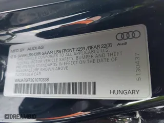 2016 Audi A3 1.8T Premium with VIN WAUA7GFF3G1070338, listed as a IAAI auction lot 41753259 with 96,589 mi miles. Bid and sale history available at carsss.com. Image 9.