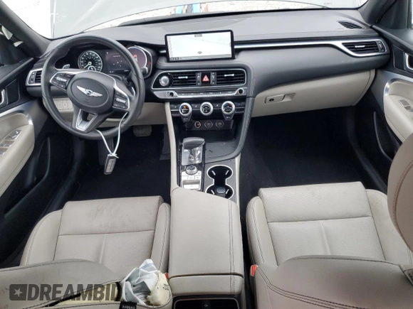 2023 Genesis G70 2.0T with VIN KMTG34TA7PU124188, listed as a Copart auction lot 48004345 with 30,599 mi miles and Salvage Title. Bid and sale history available at carsss.com. Image 8.
