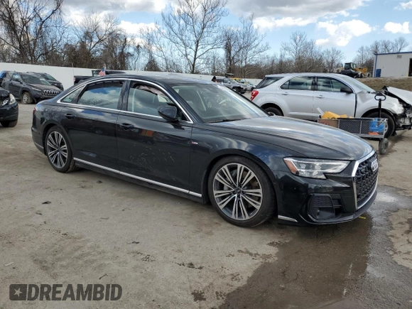 2023 Audi A8 with VIN WAULDAF88PN010368, listed as a Copart auction lot 47824965 with 8,058 mi miles and Salvage Title. Bid and sale history available at carsss.com. Image 4.