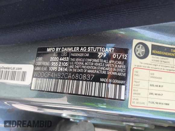 2012 Mercedes-Benz C 250 Sport с VIN WDDGF4HB2CA680837, выставлен на аукционе IAAI как лот 42385586 с пробегом 137 647 миль миль и . История ставок и продаж доступна на DreamBid. Изображение 9.