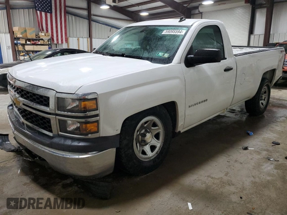 2014 Chevrolet Silverado 1500 Work Truck with VIN 1GCNKPEC4EZ268760, listed as a Copart auction lot 59095594 with 88,116 mi miles and Salvage Title. Bid and sale history available at DreamBid. Image 1.