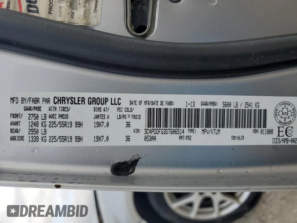 2013 Dodge Journey R/T with VIN 3C4PDDFG3DT606514, listed as a Copart auction lot 47925805 with 129,206 mi miles and Clean title. Bid and sale history available at DreamBid. Image 15.