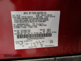 2016 Ford Taurus Limited with VIN 1FAHP2F84GG144214, listed as a Copart auction lot 62465985 with 85,659 mi miles and Clean title. Bid and sale history available at DreamBid. Image 12.