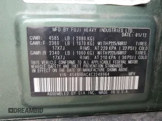 2012 Subaru Outback 2.5i z VIN 4S4BRBAC4C3248964, wystawiony jako Copart lot #52685325 z przebiegiem 157 247 mil mil oraz Szkoda całkowita • Salvage title. Historia ofert i sprzedaży dostępna na DreamBid. Obrazek 12.