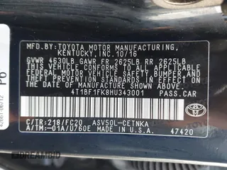 2017 Toyota Camry XLE z VIN 4T1BF1FK8HU343001, wystawiony jako IAAI lot #41487686 z przebiegiem 214 682 mil mil oraz . Historia ofert i sprzedaży dostępna na DreamBid. Obrazek 9.