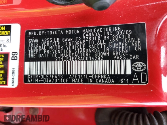 2010 Toyota Matrix S с VIN 2T1LE4EE6AC014292, выставлен на аукционе Copart как лот 56329505 с пробегом 179 285 миль миль и Чистый • Clean title. История ставок и продаж доступна на DreamBid. Изображение 12.