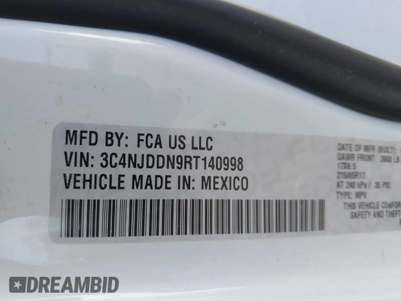 2024 Jeep Compass Trailhawk with VIN 3C4NJDDN9RT140998, listed as a IAAI auction lot 41792858 with 8,611 mi miles and . Bid and sale history available at DreamBid. Image 9.