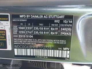 2017 Mercedes-Benz GLC with VIN WDC0G4JB9HF172775, listed as a IAAI auction lot 41865330 with 55,917 mi miles. Bid and sale history available at carsss.com. Image 9.