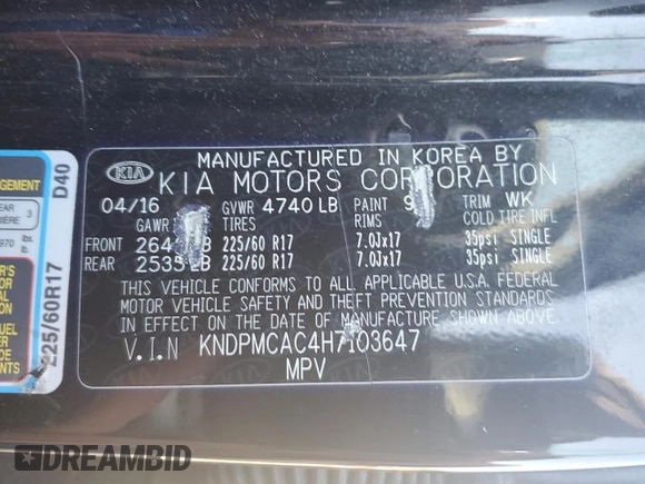 2017 Kia Sportage LX z VIN KNDPMCAC4H7103647, wystawiony jako Copart lot #56745355 z przebiegiem 105 461 mil mil oraz Szkoda całkowita • Salvage title. Historia ofert i sprzedaży dostępna na DreamBid. Obrazek 13.