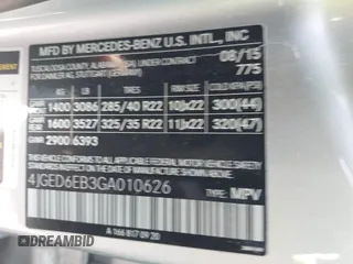2016 Mercedes-Benz GLE 450 AMG с VIN 4JGED6EB3GA010626, выставлен на аукционе IAAI как лот 42552518 с пробегом 151 622 миль миль и . История ставок и продаж доступна на DreamBid. Изображение 9.