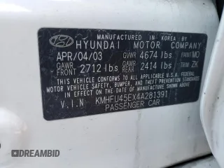 2004 Hyundai XG with VIN KMHFU45EX4A281391, listed as a Copart auction lot 83409284 with 177,666 mi miles and Salvage Title. Bid and sale history available at carsss.com. Image 12.