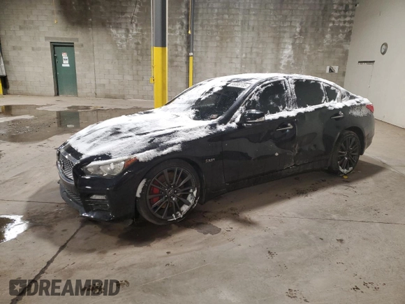 2017 Infiniti Q50 Red Sport 400 with VIN JN1FV7AR4HM871976, listed as a Copart auction lot 88888105 with 85,789 mi miles and Salvage Title. Bid and sale history available at carsss.com. Image 1.