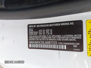 2018 BMW 4 Series 430i with VIN WBA4W3C56JAB87233, listed as a IAAI auction lot 42079528 with 104,991 mi miles and . Bid and sale history available at DreamBid. Image 9.