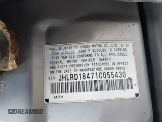 2001 Honda CR-V LX z VIN JHLRD18471C055430, wystawiony jako IAAI lot #41937961 z przebiegiem 229 492 mil mil oraz . Historia ofert i sprzedaży dostępna na DreamBid. Obrazek 9.