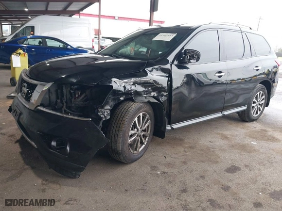 2014 Nissan Pathfinder S with VIN 5N1AR2MNXEC681281, listed as a IAAI auction lot 41462343 with 192,852 mi miles. Bid and sale history available at carsss.com. Image 2.