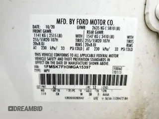 2021 Ford Explorer Limited с VIN 1FMSK7FH3MGA15397, выставлен на аукционе Copart как лот 59491525 с пробегом 137 930 миль миль и Списание • Salvage title. История ставок и продаж доступна на DreamBid. Изображение 14.