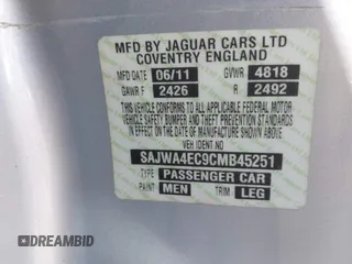 2012 Jaguar XK with VIN SAJWA4EC9CMB45251, listed as a IAAI auction lot 40242636 with 61,538 mi miles. Bid and sale history available at carsss.com. Image 9.