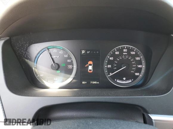 2016 Hyundai Sonata Hybrid SE with VIN KMHE24L11GA009480, listed as a Copart auction lot 54905615 with 71,245 mi miles and Salvage Title. Bid and sale history available at carsss.com. Image 9.