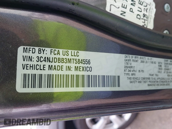 2021 Jeep Compass Altitude с VIN 3C4NJDBB3MT584556, выставлен на аукционе IAAI как лот 42044104 с пробегом 122 769 миль миль и . История ставок и продаж доступна на DreamBid. Изображение 9.