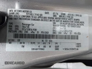 2016 Ford Focus SE with VIN 1FADP3K22GL367476, listed as a IAAI auction lot 42116936 with 125,241 mi miles and . Bid and sale history available at carsss.com. Image 9.