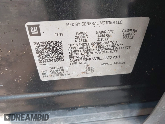 2020 Chevrolet Traverse LS z VIN 1GNERFKW9LJ127710, wystawiony jako IAAI lot #42006930 z przebiegiem Nie podano mil oraz . Historia ofert i sprzedaży dostępna na DreamBid. Obrazek 9.