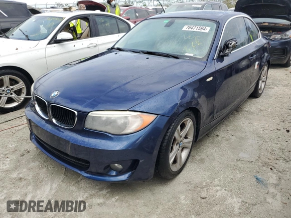 2013 BMW 1 Series 128i with VIN WBAUP7C51DVP24816, listed as a Copart auction lot 76471594 with Not Provided miles and Salvage Title. Bid and sale history available at carsss.com. Image 1.