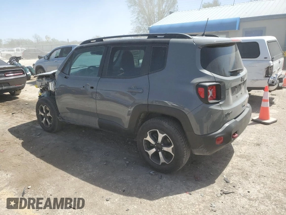 2022 Jeep Renegade Trailhawk z VIN ZACNJDC11NPN55195, wystawiony jako Copart lot #52811305 z przebiegiem 57 688 mil mil oraz Szkoda całkowita • Salvage title. Historia ofert i sprzedaży dostępna na DreamBid. Obrazek 2.