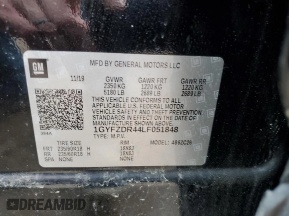 2020 Cadillac XT4 AWD Premium Luxury with VIN 1GYFZDR44LF051848, listed as a Copart auction lot 53104295 with 23,339 mi miles and Salvage Title. Bid and sale history available at DreamBid. Image 13.
