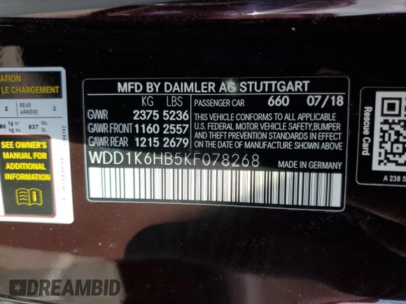 2019 Mercedes-Benz E-Class E 450 with VIN WDD1K6HB5KF078268, listed as a Copart auction lot 44601935 with 74,004 mi miles and Salvage Title. Bid and sale history available at carsss.com. Image 13.