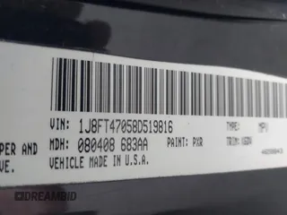 2008 Jeep Compass Sport with VIN 1J8FT47058D519816, listed as a IAAI auction lot 41694184 with 238,719 mi miles. Bid and sale history available at carsss.com. Image 9.