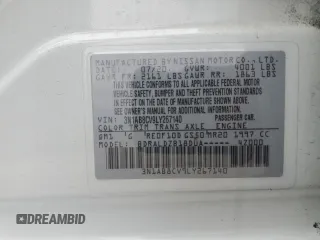 2020 Nissan Sentra SV with VIN 3N1AB8CV9LY267140, listed as a Copart auction lot 51565455 with 63,256 mi miles and Salvage Title. Bid and sale history available at DreamBid. Image 14.