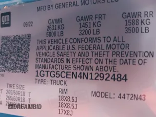 2022 GMC Canyon 2WD Elevation с VIN 1GTG5CEN4N1292484, выставлен на аукционе IAAI как лот 42066576 с пробегом 20 930 миль миль и . История ставок и продаж доступна на DreamBid. Изображение 9.