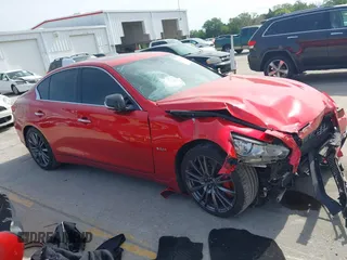 2018 Infiniti Q50 Red Sport 400 with VIN JN1FV7AP2JM460824, listed as a IAAI auction lot 42077854 with 91,062 mi miles and . Bid and sale history available at DreamBid. Image 13.