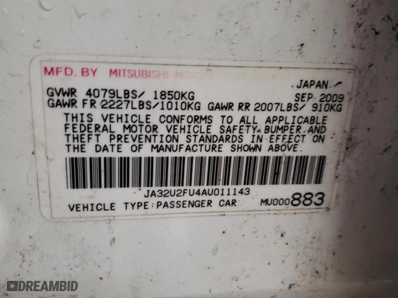 2010 Mitsubishi Lancer ES with VIN JA32U2FU4AU011143, listed as a Copart auction lot 47876765 with 161,248 mi miles and Salvage Title. Bid and sale history available at carsss.com. Image 13.
