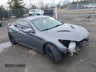 2015 Hyundai Genesis Coupe R-Spec with VIN KMHHU6KJ1FU127286, listed as a IAAI auction lot 41733595 with 98,296 mi miles and . Bid and sale history available at DreamBid. Image 1.