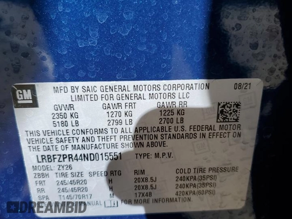2022 Buick Envision Essence with VIN LRBFZPR44ND015551, listed as a Copart auction lot 78857804 with 21,633 mi miles and Salvage Title. Bid and sale history available at carsss.com. Image 15.