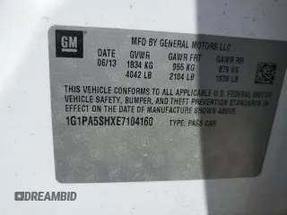 2014 Chevrolet Cruze LS with VIN 1G1PA5SHXE7104160, listed as a Copart auction lot 55236335 with 135,954 mi miles and Salvage Title. Bid and sale history available at carsss.com. Image 13.