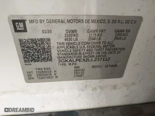 2020 GMC Terrain SLT with VIN 3GKALPEX2LL237112, listed as a IAAI auction lot 41701313 with 158,532 mi miles. Bid and sale history available at carsss.com. Image 9.