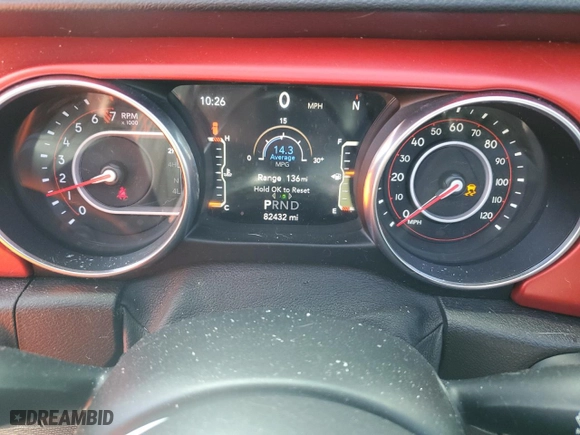 2019 Jeep Wrangler Unlimited Rubicon with VIN 1C4HJXFG7KW581087, listed as a Copart auction lot 45709635 with 82,432 mi miles and Salvage Title. Bid and sale history available at carsss.com. Image 9.