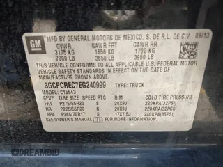 2014 Chevrolet Silverado 1500 LT with VIN 3GCPCREC7EG240999, listed as a IAAI auction lot 42075060 with 102,830 mi miles and . Bid and sale history available at DreamBid. Image 9.