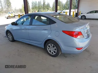 2013 Hyundai Accent GLS with VIN KMHCT4AE9DU556629, listed as a IAAI auction lot 42107644 with 152,274 mi miles. Bid and sale history available at carsss.com. Image 3.