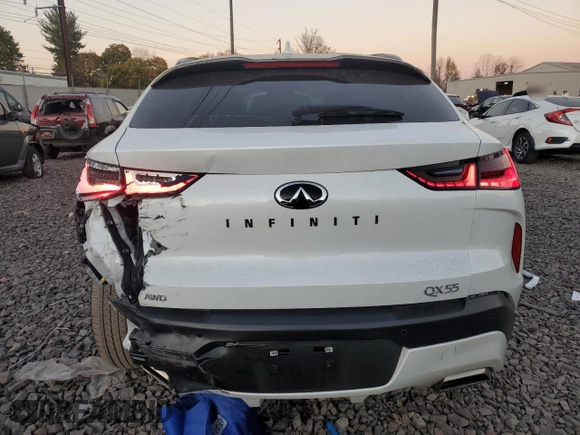 2024 Infiniti QX55 Luxe with VIN 3PCAJ5JR7RF113714, listed as a Copart auction lot 79325634 with 3,147 mi miles and Salvage Title. Bid and sale history available at DreamBid. Image 6.