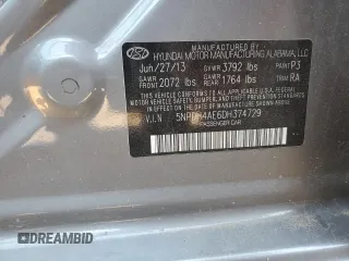2013 Hyundai Elantra GLS with VIN 5NPDH4AE6DH374729, listed as a Copart auction lot 65541973 with 105,181 mi miles and Salvage title. Bid and sale history available at DreamBid. Image 13.