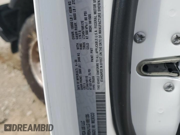 2020 Ram 2500 Tradesman with VIN 3C6UR5HJ1LG185135, listed as a Copart auction lot 63067954 with 0 mi miles and Salvage Title. Bid and sale history available at carsss.com. Image 10.